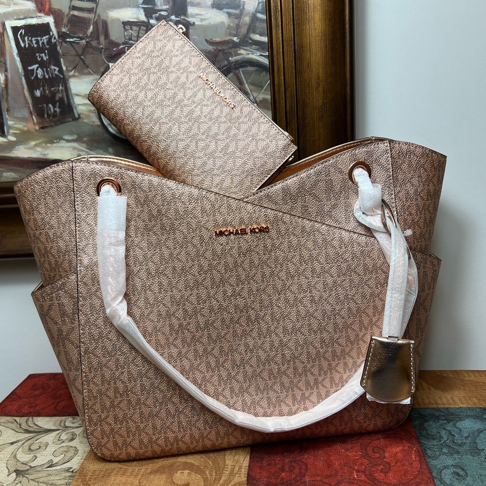 Michael Kors Rose Gold Shoulder Bag with Wallet